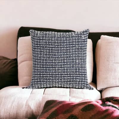 HomeRoots 20" X 20" Blue and White Weave Cotton Zippered Pillow