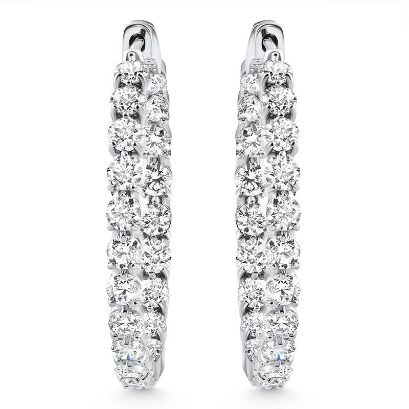 Bliss Diamond 4 1/2Ct Diamond Inside Outside Hooops Gold Women's Earrings Lab Grown 1.25" Tall
