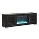 preview thumbnail 10 of 16, Furniture of America Fionna Modern Black Electric Fireplace TV Stand with LED and Shelves