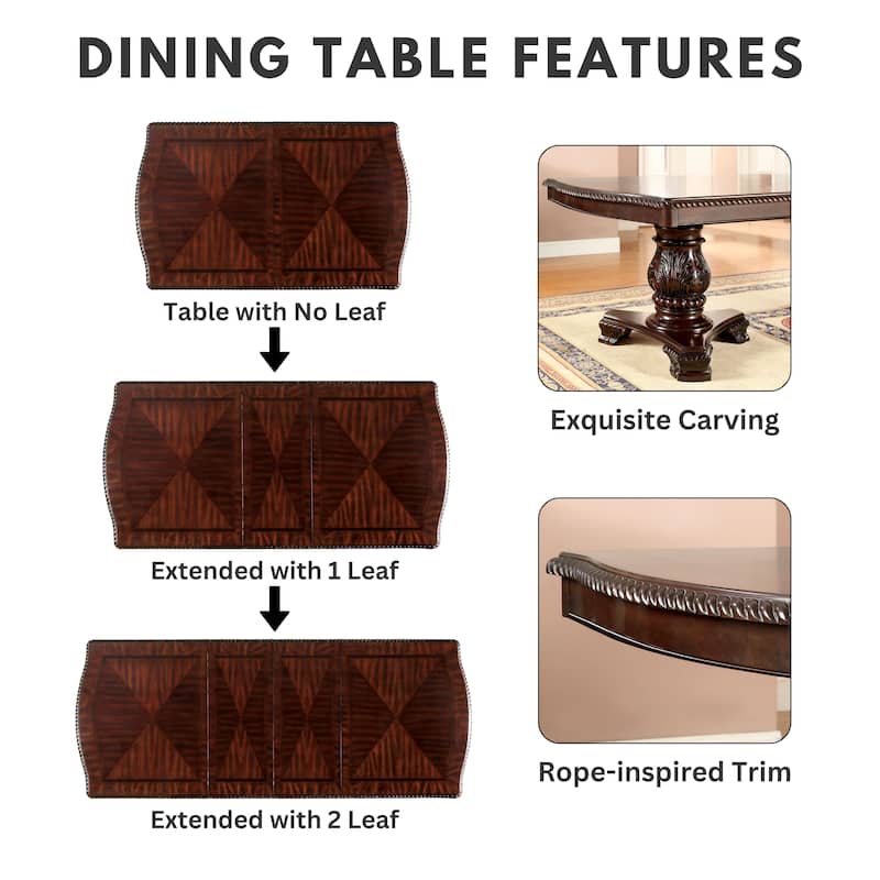 Kova Traditional Brown Cherry Wood 9-Piece Dining Set by Furniture of America