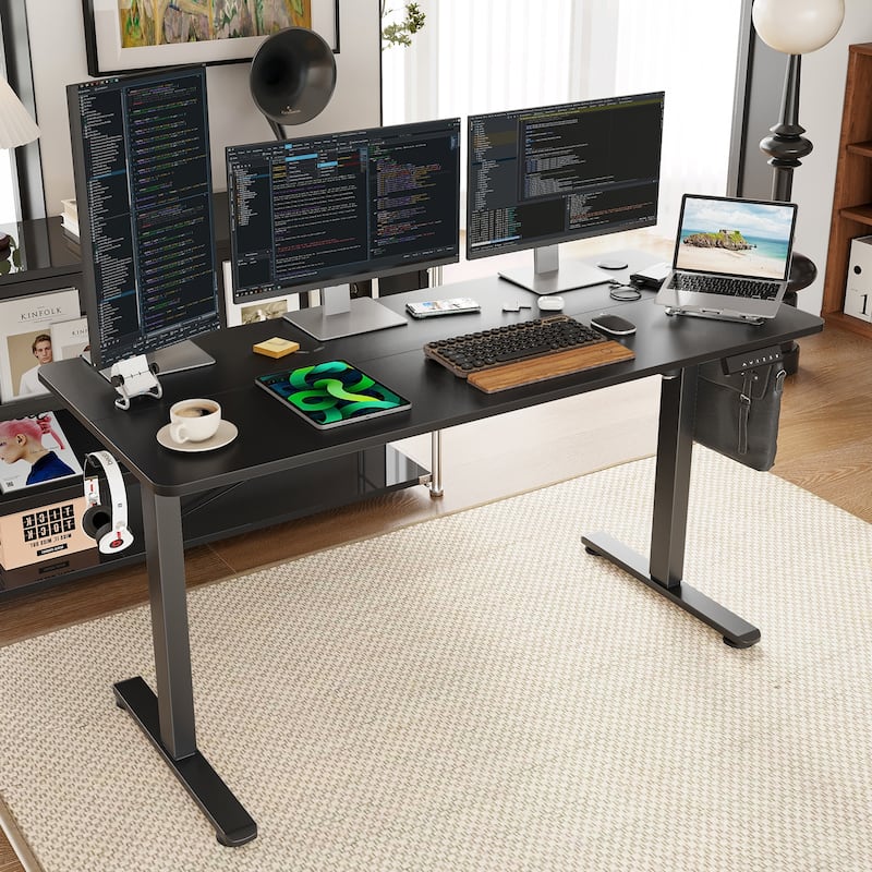 Electric Standing Desk Adjustable Height Sit Stand Home Office Desk With Splice Board