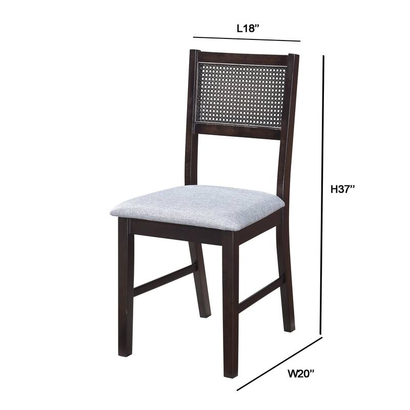 Mid-Century Modern Chairs Rattan Dining Chairs, Living Room Chair Set of 2 Accent Chair Grey Fabric Dining Comfy Chair