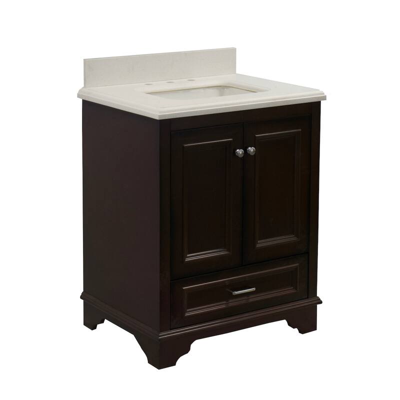 KitchenBathCollection Nantucket 30" Bathroom Vanity with Quartz Top