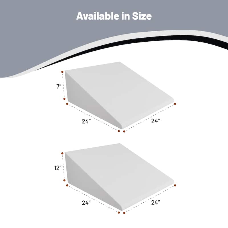 Bed Wedge Pillow - Foam Incline Cushion System for Legs and Back Support Pillow - Acid Reflux, Heartburn, Reading, White