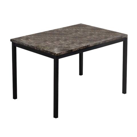 Joe 5 Piece Dining Set, Vegan Faux Leather Chairs, Faux Marble Tabletop, Black