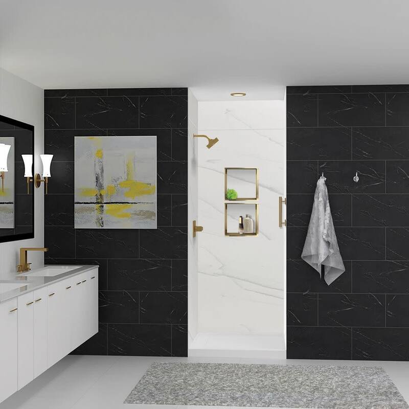 Transolid LWKX36368412 Lusso 96" H x 36" W x 36" D Three Wall Alcove - Palladio White