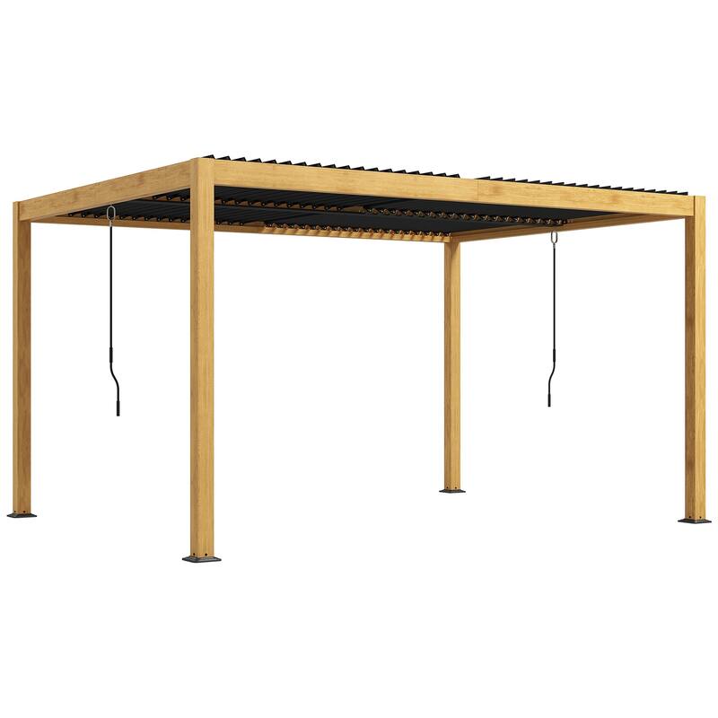 Outsunny 10' x 13' Louvered Pergola, Aluminum Outdoor Pergola with Adjustable Roof, Hardtop Gazebo