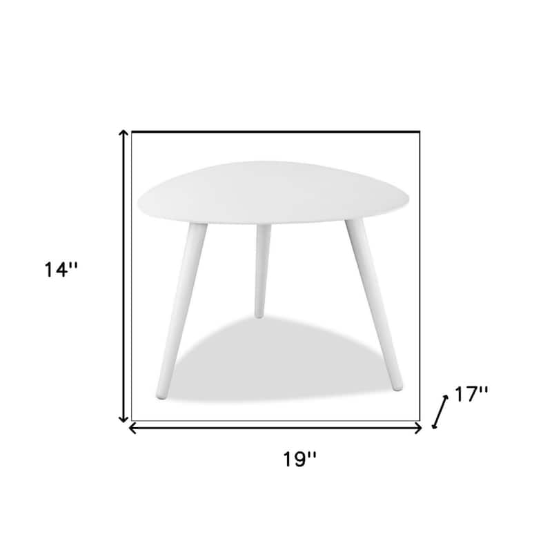 Small White Metal End Table Modern Triangle Side Table for Living Room - 17” x 19” x 14”