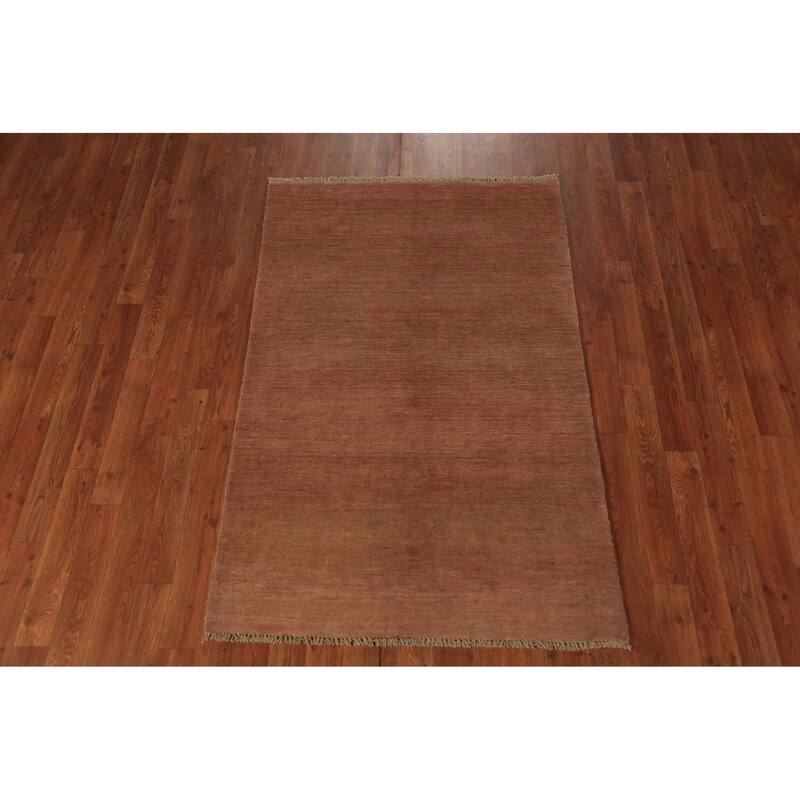 Gabbeh Modern Rug Handmade Brown Tribal Wool Carpet - 3'1" x 4'10"
