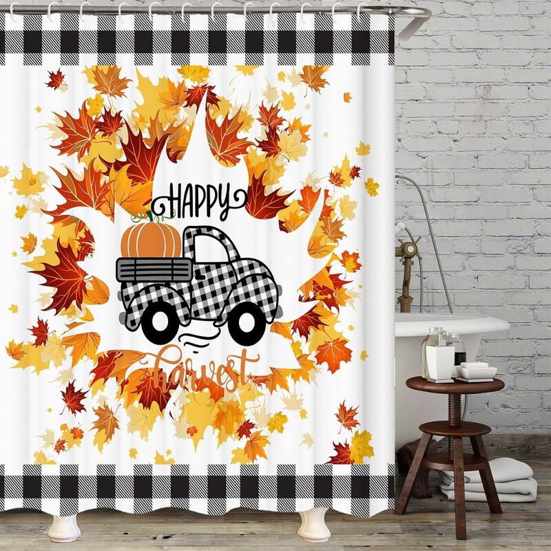 Fall Shower Curtain for Bathroom Autumn Pumpkin Car Decor Set Bathroom