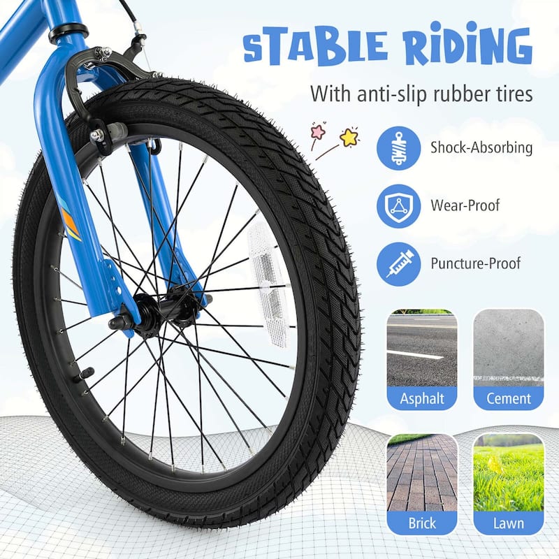 Costway 18" LED Lighted Kids Bike with Adjustable Seat Coaster Brake - See Details