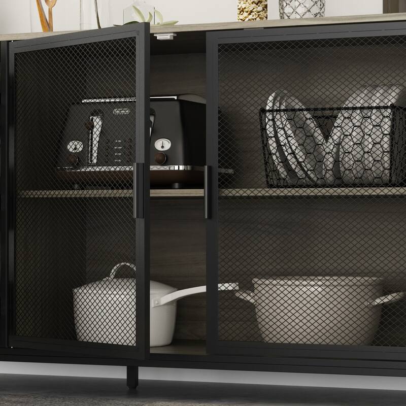 59"W Kitchen Cabinet Pantry with Sleek Design & Ample Storage - 59"W 68.5"H