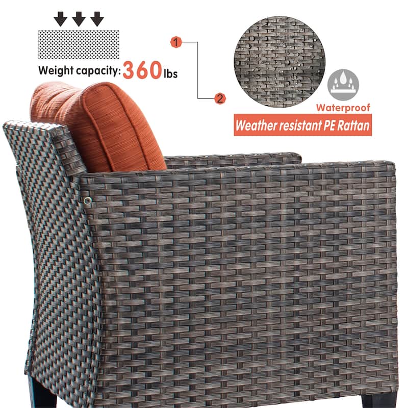 OVIOS Outdoor Patio Wicker Conversation Chairs Set