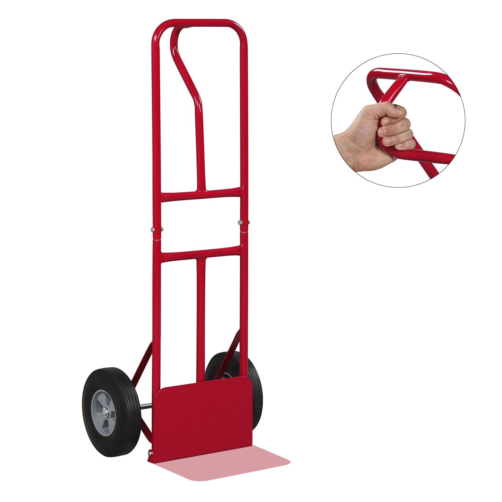 Gymax Heavy-Duty 600 LBS Metal Hand Truck w/P-Handle & 10'' Rubber