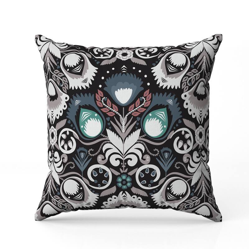 Whimsical Cat Eye Faux Suede Reversible Throw Pillow White and Black