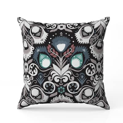 Whimsical Cat Eye Indoor/Outdoor Reversible Throw Pillow White and Black