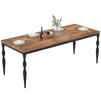 Dining Room Table 6, 70.9'' Mid Century Kitchen Table Furniture with Metal Frame Heavy Duty Legs