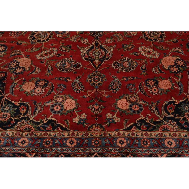 Hand Knotted Kashan Burnt Orange Wool Traditional Oriental Area Rug - 12' 5'' x 17' 2''
