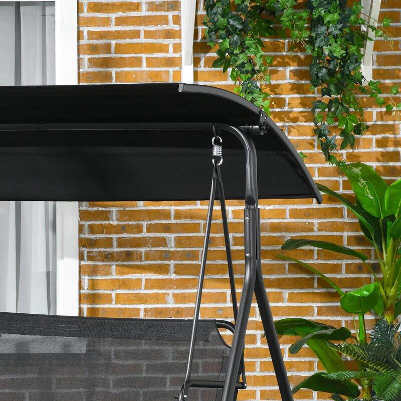 3-Person Patio Swing with Stand, Adjustable Tilt Canopy, Cozy Bench