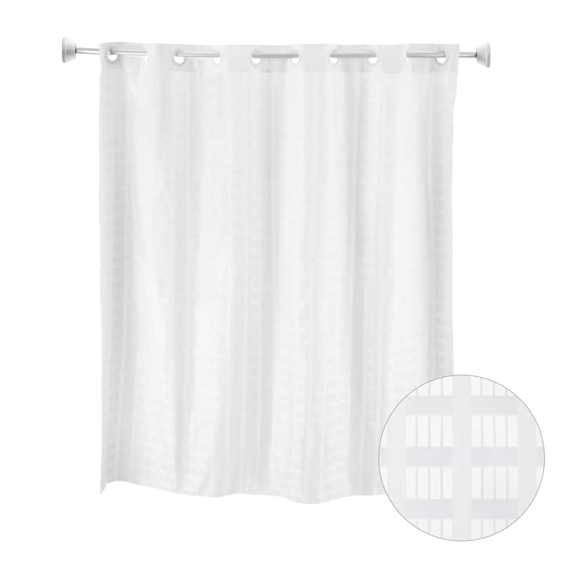 Whitmor No Hook Split Ring Shower Curtain w/No Snap Liner, 71" x 77"