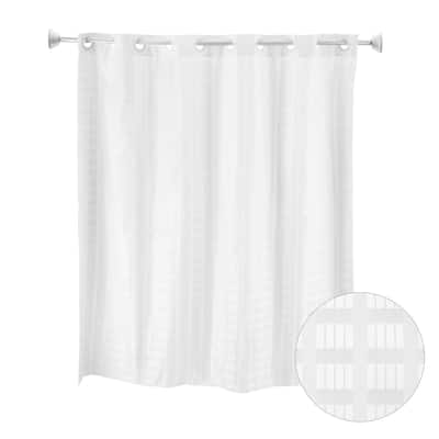 Whitmor No Hook Split Ring Shower Curtain w/No Snap Liner, 71" x 77"