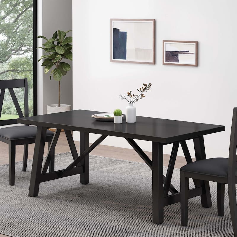 RUBBERWOOD FRAME Dining Table - Black