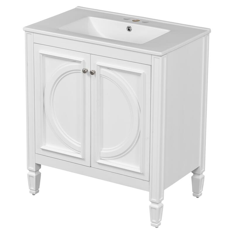 60" Bathroom Vanity with Double Sink Combo Set, Ceramic Sink, Soft Close Doors with Shelf, Storage Drawer