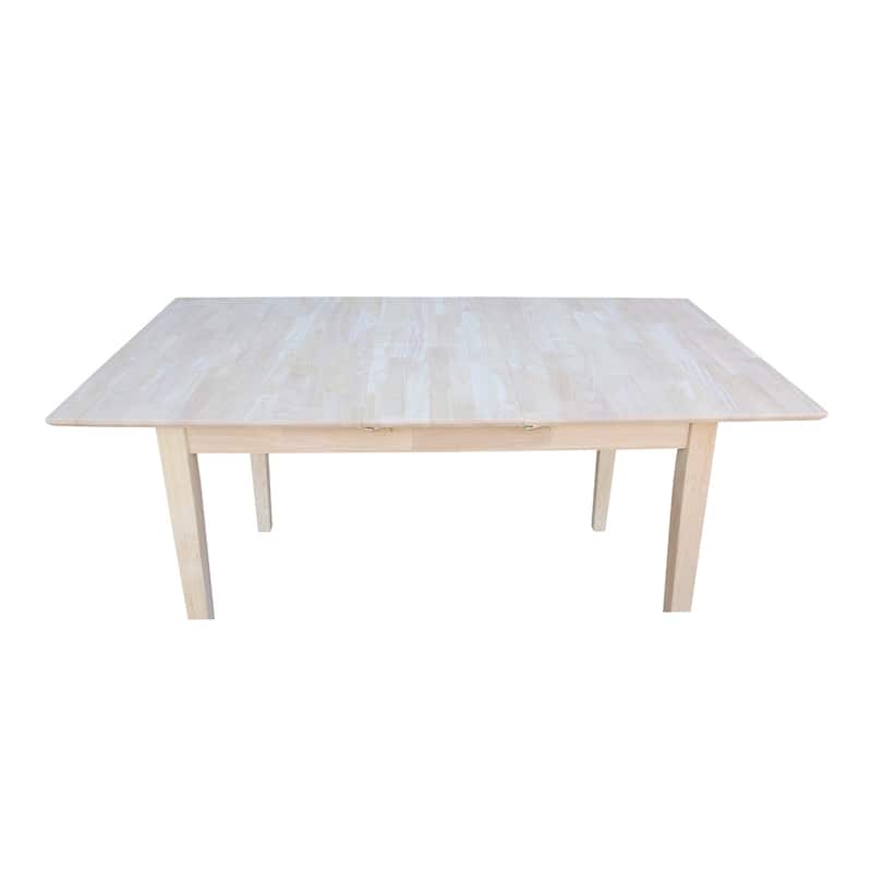 International Concepts 32-inch Wide Unfinished Shaker Style Parawood Dining Table with Butterfly Extension