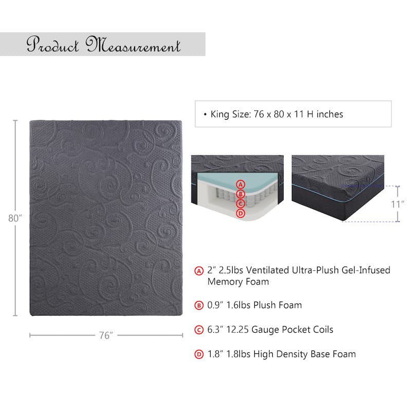 Chanson 11-Inch Gel-Infused Memory Foam Hybrid Mattress