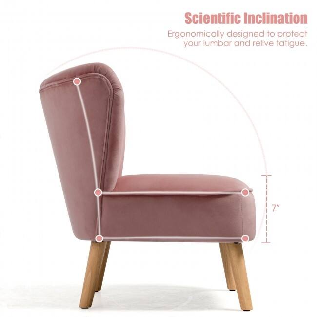 Armless Accent Chair Modern Velvet Leisure Chair - 21.5" x 27" x 28.5" (L x W x H)