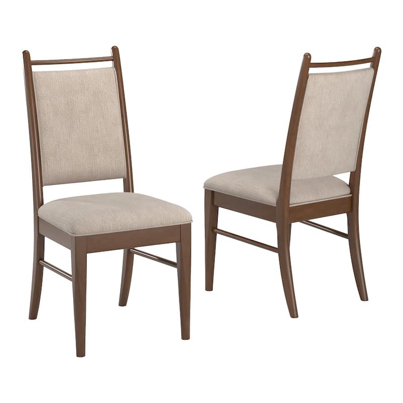 Harstad Wood Finish Beige Fabric Dining Chair (Set of 2) by iNSPIRE Q Modern - Walnut
