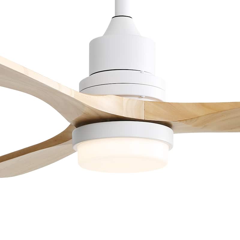 60 Inch Solid Wood Ceiling Fan with Light and Remote, Reverse Functions, Integrated Light Optional