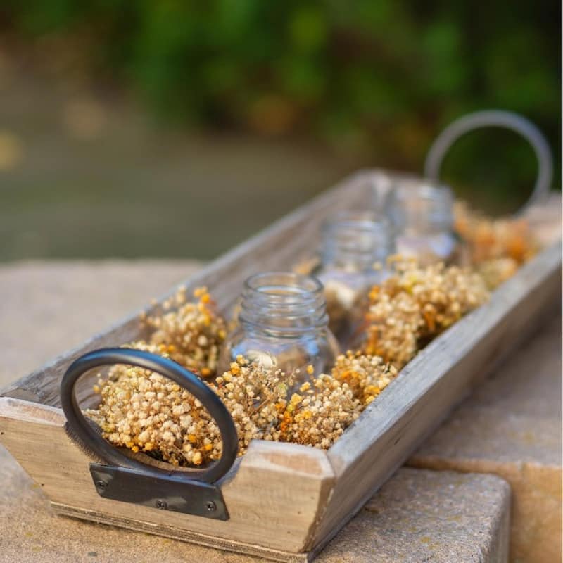 Wooden With Round Metal Handles Tray