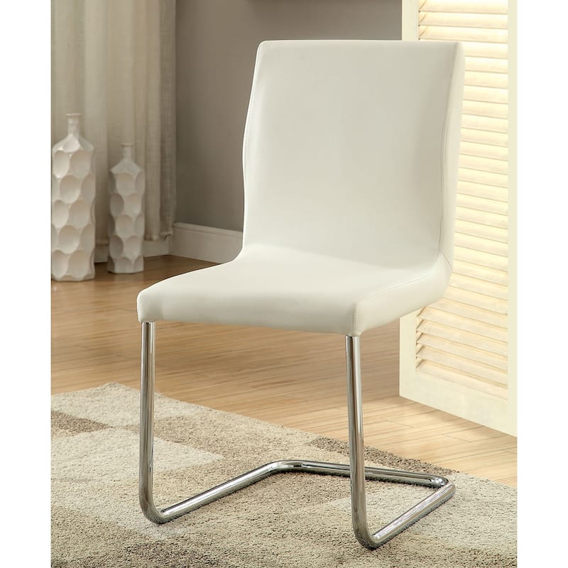 Set of 2 Padded Side Chairs with L-Shape Leg - White