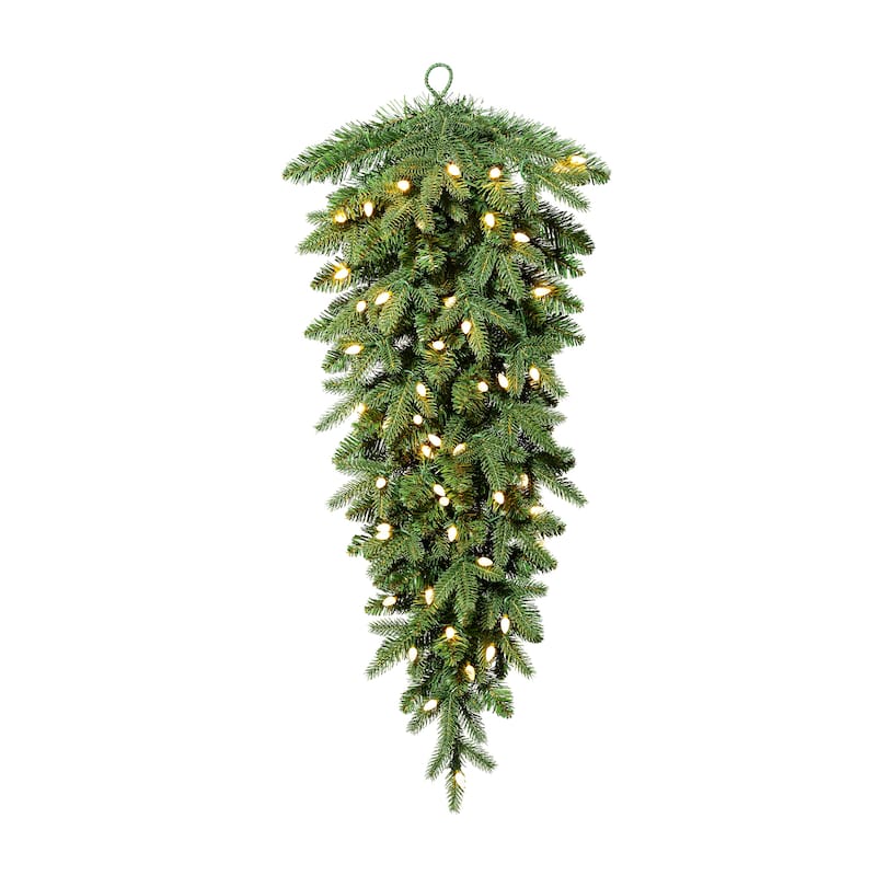 Glitzhome 9ft Christmas Garlands & 3ft Teardrop With Strawberry LED Lights