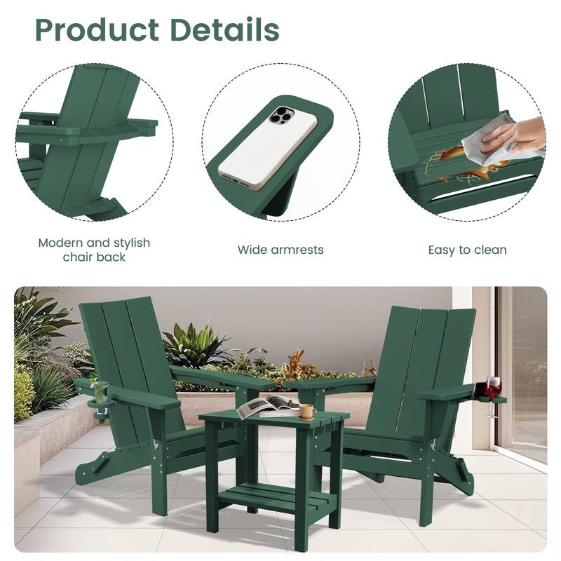 Foldable HDPE Modern Chair with Dual Cup Holders