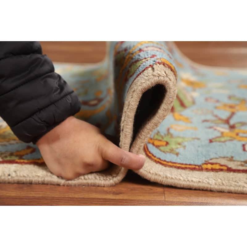 Hand Knotted Oriental 100% Wool Carpet Traditional All-Over Navy Blue & Blues Ziegler Area Rug - 5' 1'' X 3' 0''