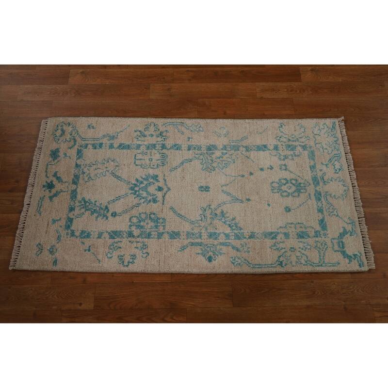 Vegetable Dye Oriental Oushak Turkish Rug Hand-knotted Wool Carpet - 2'0" x 3'10"