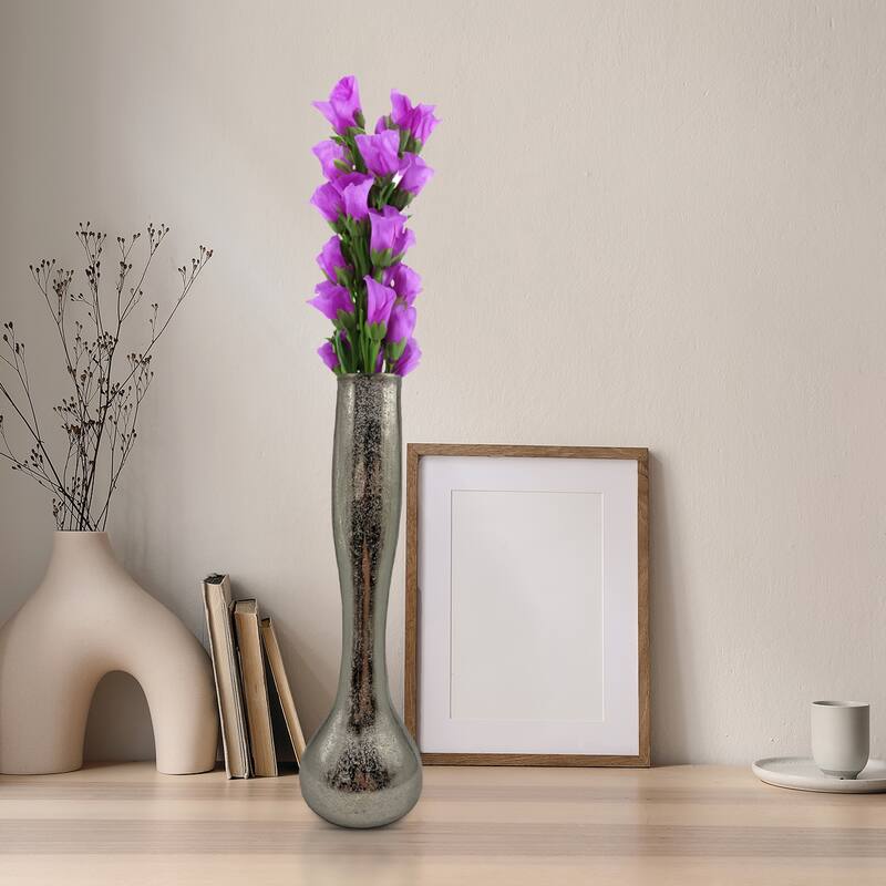 16 Inch Tall Decorative Handmade Aluminum Long Round Flower Vase