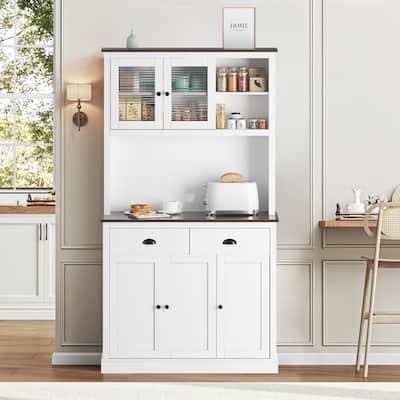 71" Kitchen Pantry Cabinet, Tall Storage Cabinet with Doors and Shelves & Drawer, Farmhouse Kitchen Hutch