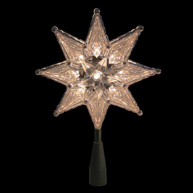 8" Lighted Silver Clear Mosaic Star Christmas Tree Topper Clear Lights