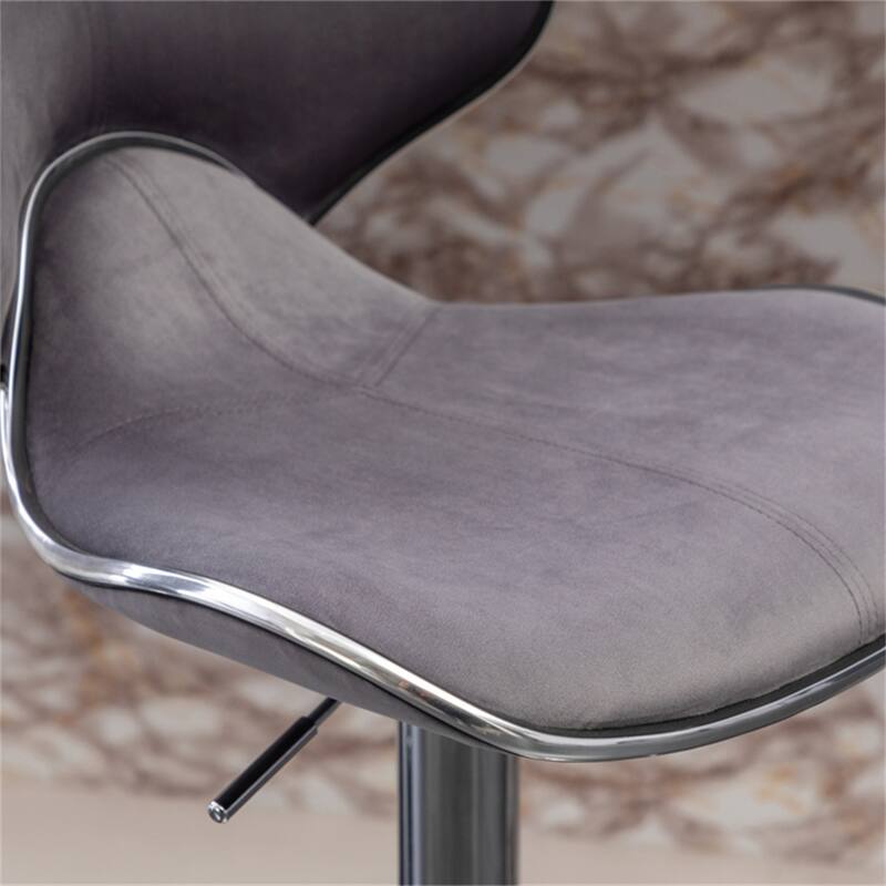 Velvet Upholstered Adjustable Swivel Barstool,Set of 2