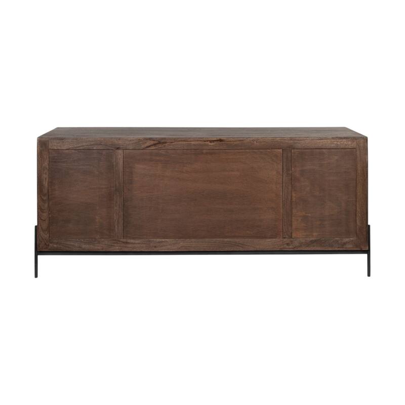 HomeRoots 72" Brown Solid Wood Six Drawer Sideboard with Two Doors - 18' X '30' X '71.5