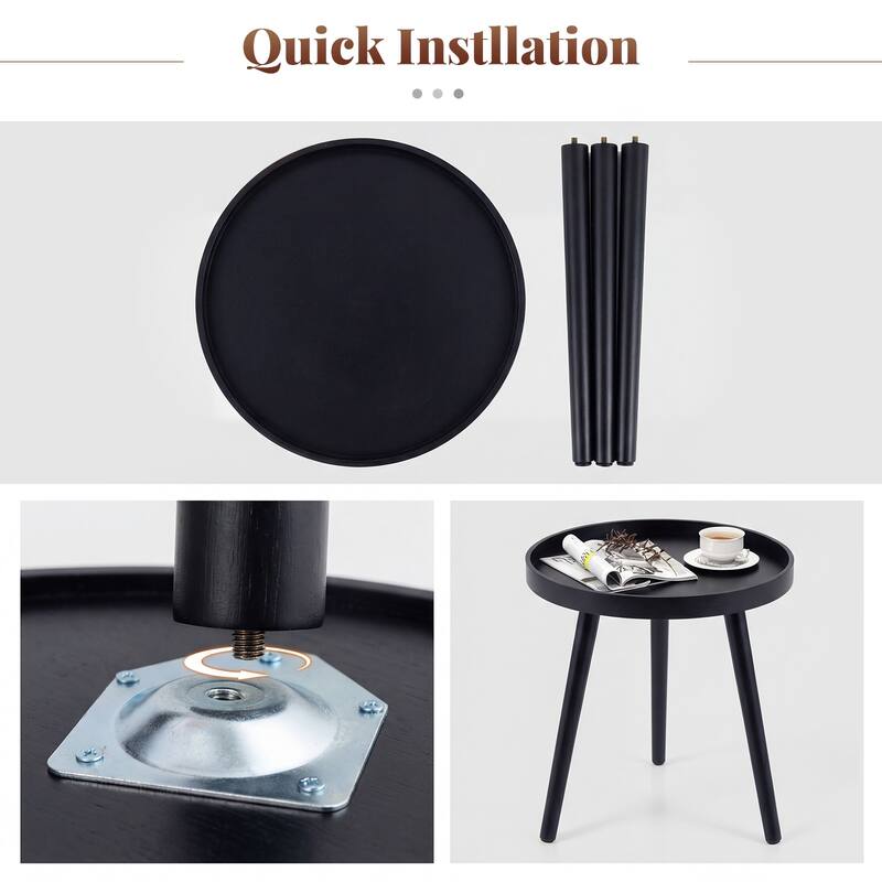 Costway 1/2 PCS Round Side Table Sofa Coffee End Accent Table