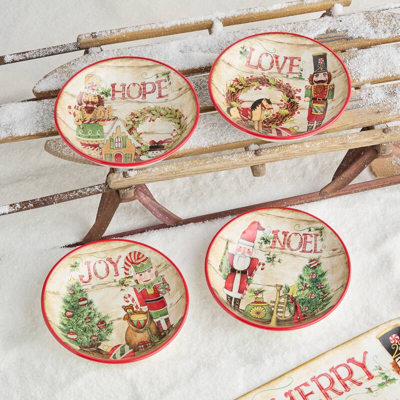 Certifed International Nutcracker Parade Set of 4 Soup/Cereal Bowls 9" x 2" 4 Assorted Designs - 9 L x 9 W x 2 H