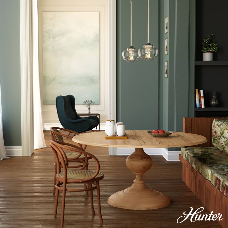Hunter Saddle Creek 1-Light Mini Pendant / Semi-Flush Mount Ceiling Light - Kitchen Island, Dining Room, Hallway