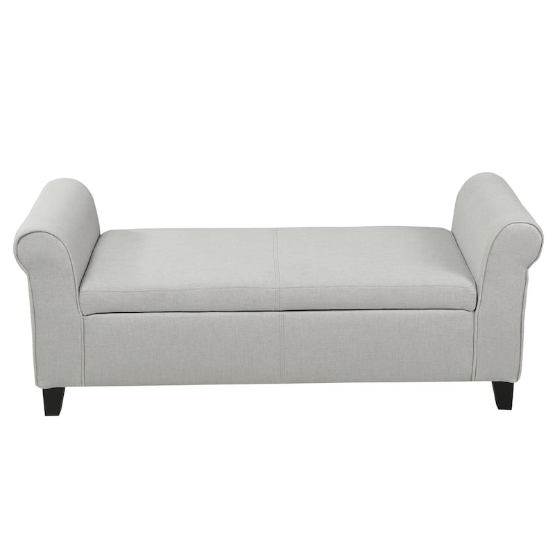 Rolled Arm Upholstered Storage Ottoman Bench