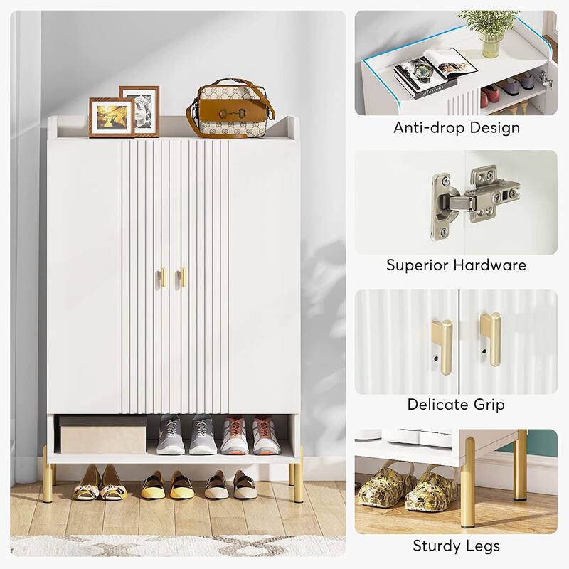 6 Tiers Shoe Cabinet with Doors, Shoe Storage Organizer for Entryway