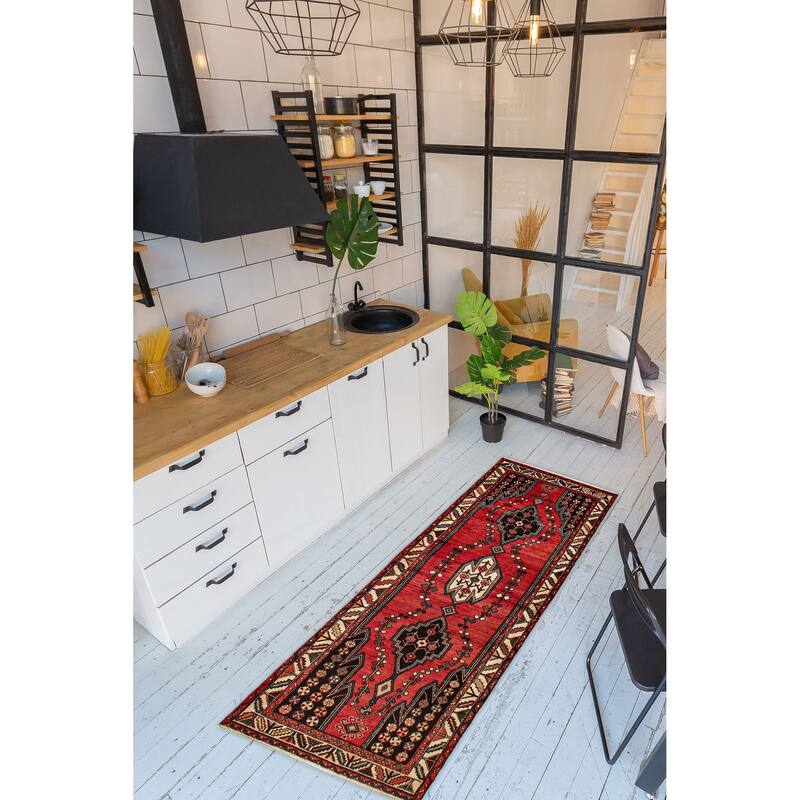 ECARPETGALLERY Hand-knotted Anadol Red Wool Rug - 3'6 x 10'0