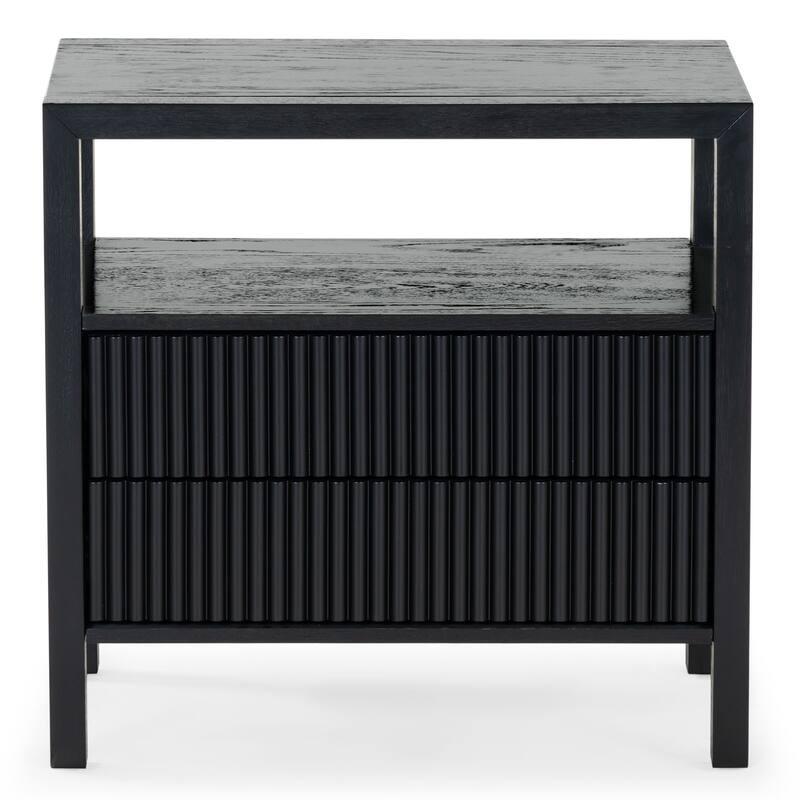 SAFAVIEH Couture Shelbie 2-Drawer Reeded Nightstand, Fully Assembled - Black